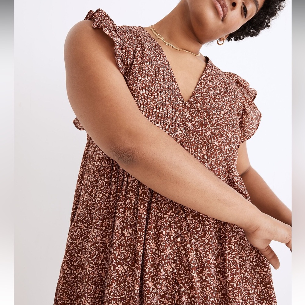 Madewell Pintuck Mini Dress in Florentine Floral XL